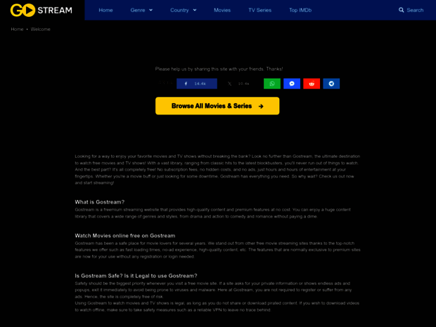 Trending movies and TV shows available on Gostream